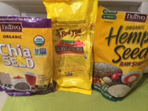 chia, flax and hemp seeds