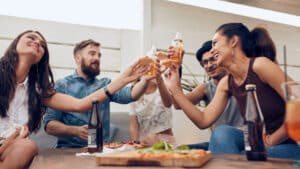 eating and drinking with friends